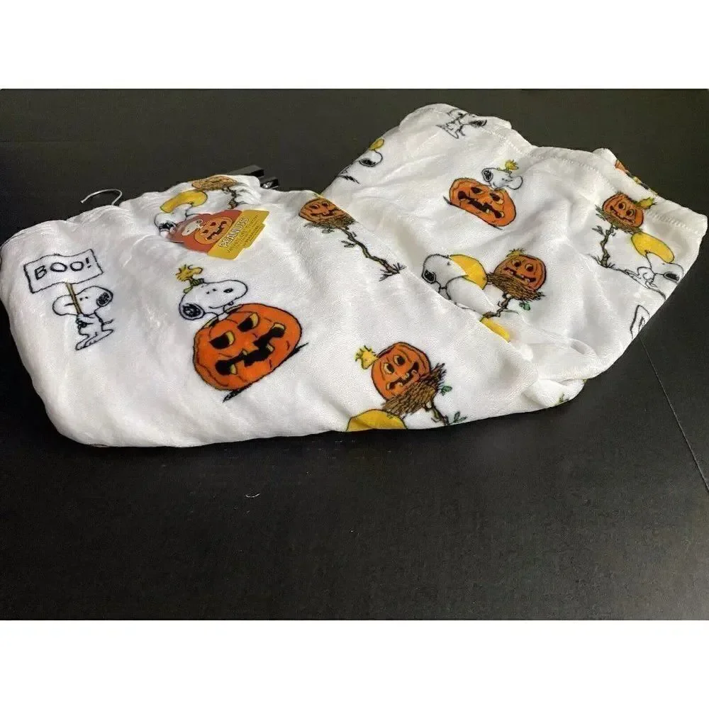Peanuts Halloween Blanket Velvetloft Throw Jack-o-Lantern Snoopy Woodstock 50X70